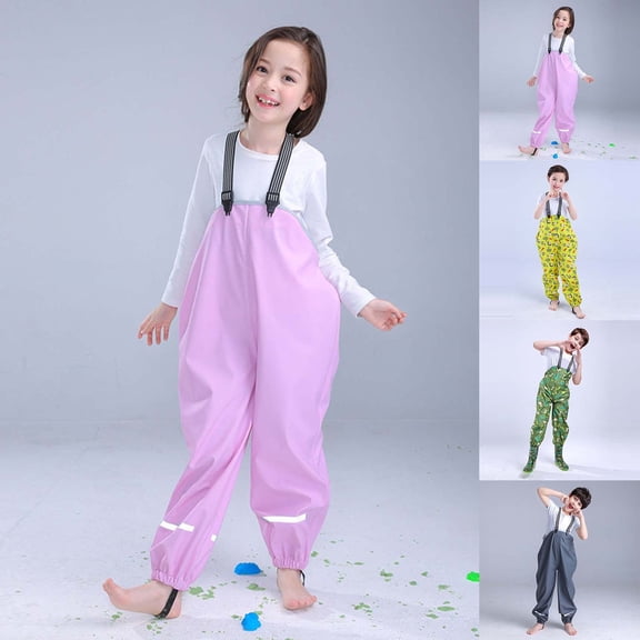 Kcolen Toddler Raincoat Boys Rain Pants With Adjustable Straps for Outdoor Play And School Cute Kids Rain Jacket
