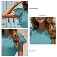thumbnail image 5 of Camiseta De Manga Corta Con Volantes De Encaje,Tops De Manga Corta Con Cuello Redondo De Manga Corta De Encaje De Moda Camiseta De Manga Corta Con Volantes Rendimiento Sólido, 5 of 5