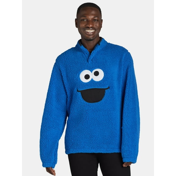 Cookie Monster Men’s & Big Men's Cosplay Faux Shearling Fleece Shacket, Sizes XS-3XL