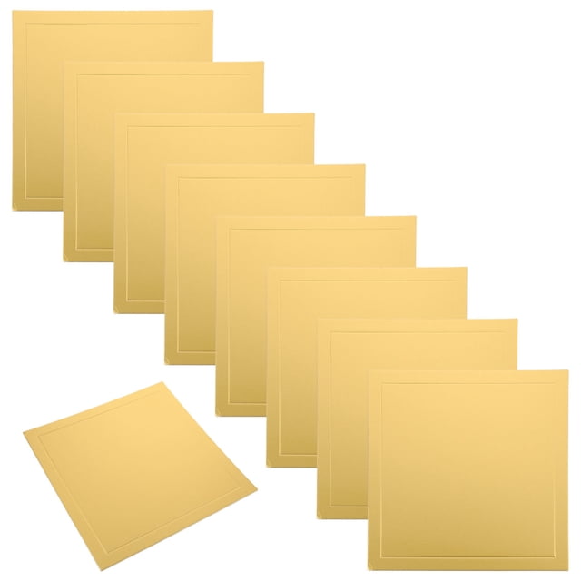 Minkissy 5Pcs Golden Square Base Boards 13.8X13.8X0.1in for Baking Enthusiasts Wedding Party