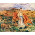 thumbnail image 2 of Renoir, Pierre-Auguste 14x12 Black Ornate Wood Framed with Double Matting Museum Art Print Titled - Shepherdess With Cow And Ewe, 2 of 4
