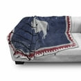 thumbnail image 3 of Wyoming Soft Flannel Fleece Throw Blanket, Old Postage Stamp Look Design with Equality State with Bison Print, Cozy Plush for Indoor and Outdoor Use, 70" x 90", Night Blue Dark Pink, by Ambesonne, 3 of 6