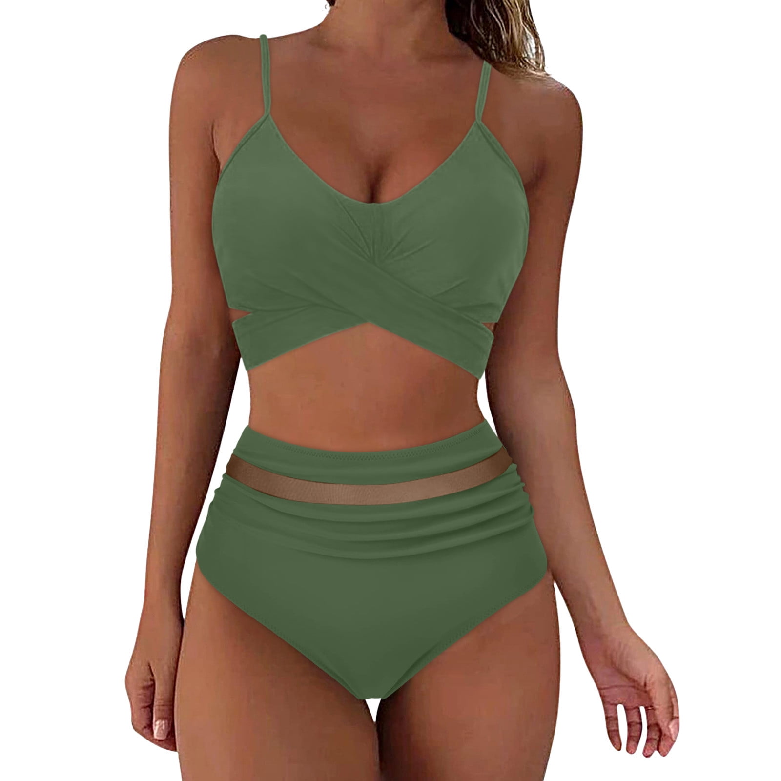 bandeau and high waisted bikini