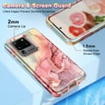 thumbnail image 2 of CASEFIV for Samsung Galaxy S20 Ultra Case,Marble Pattern Heavy Duty Shockproof Full Body Protective Phone Covers for Women Girls,Rose Gold, 2 of 8