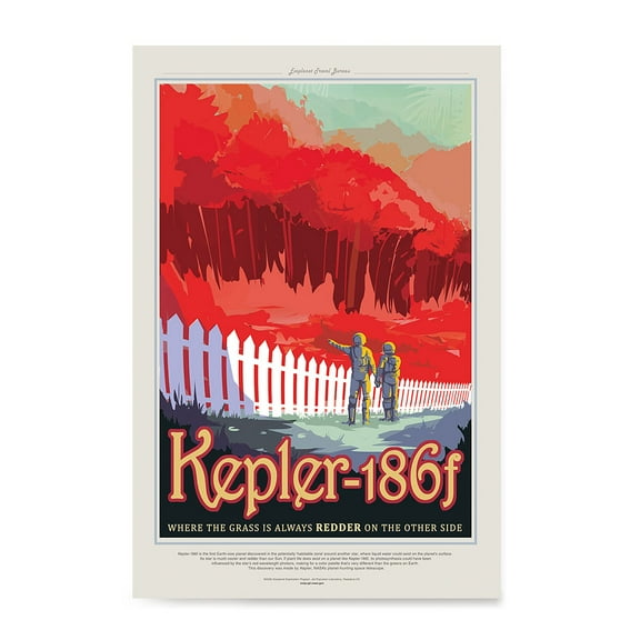 EzPosterPrints - Visions of the Future, NASA SPACE TOURISM POSTERS - Amazing Nasa Art Print for School, Kids room,Home Office Decor - KEPLER 186F - 12X18 inches