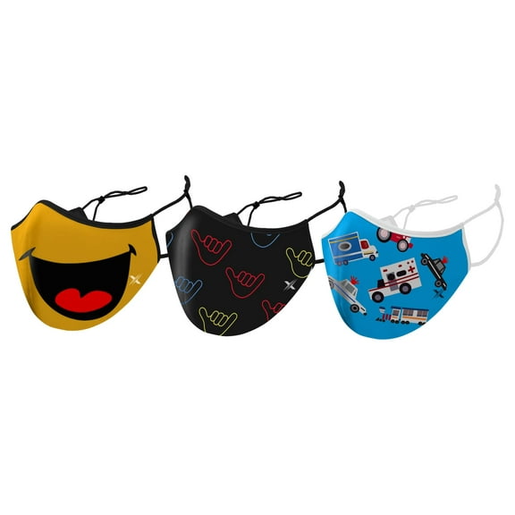 Two-Layer Reusable Kids Face Mask with Adjustable Earloop (3-Pack)
