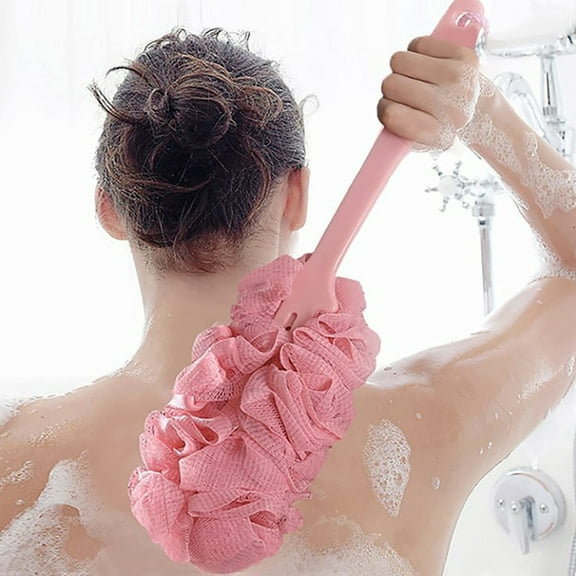 Bath Brush Back Scrubber for Shower, Skin Exfoliating Back Scrubber Sponge Stick Shower Brush with Long Handle for Home Hotel