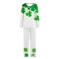 thumbnail image 5 of FDGIU Women's Soft Comfy Pajama Set - St. Patrick's Day Long Sleeve Green Print 2 Piece Loungewear, 5 of 6