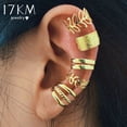 thumbnail image 2 of Pendientes de oreja de hojas de Color dorado de 17KM, Clips de oreja negros sin perforación, pendientes de cartílago falso, pendientes de Clip para mujer, joyería al por mayor Tan Jianjun unisex, 2 of 2