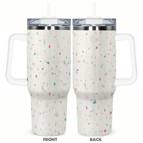 40oz Terrazzo Confetti Tumbler with Handle and Straw Stainless Steel Insulated Travel Coffee Cup Gift for Women