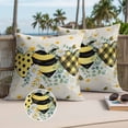 thumbnail image 2 of Bees Loves Outdoor Pillow Covers Pack of 2 Vintage Country Yellow Bee Plaid Dot Love Floral Linen Texture Waterproof Throw Pillow Covers Decorative Cushion Cases for Patio Garden Tent 26x26 inch, 2 of 9