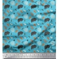 thumbnail image 1 of Soimoi Blue Japan Crepe Satin Fabric Wild Life Animal Printed Fabric 1 Yard 42 Inch Wide, 1 of 3