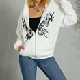 thumbnail image 4 of KOMOO Women Zip Up Hoodie Oversized Letter Butterfly Printed Long Sleeve Casual Sweatshirt Zipper Hooded Coat, 4 of 9
