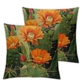 thumbnail image 2 of Acheng Botanical Zipper Throw Pillow Covers Cottage Scene Retro Cactus Blooming Flower Rustic Plant Orange Green Comfortable Ornaments Apartment Sofa Home Square Cushion Covers Set of 2 White, 2 of 6
