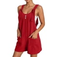 thumbnail image 1 of Gpoecd Combinaisons Décontractées d'Été pour Femmes, Chic, Sans Manches, avec Boutons devant et Shorts, Salopette à Bretelles, Combinaison pour Femmes Rouge, m, 1 of 5