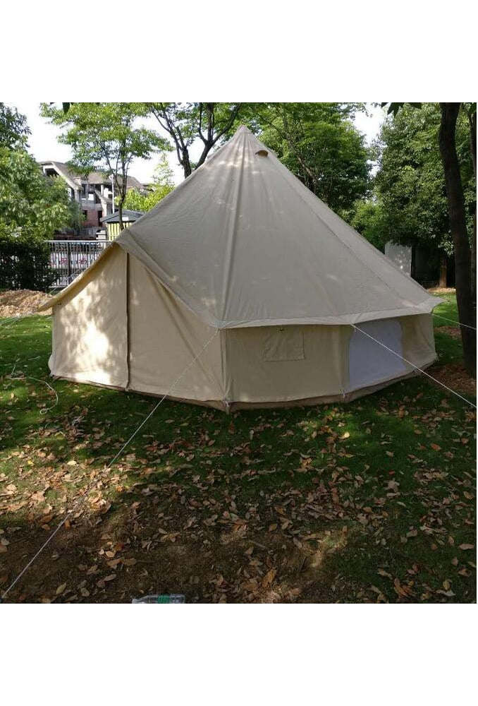 INTSUPERMAI Large Canvas Camping Bell Tent Oxford Family Hiking Tent Waterproof Hunting Tent 16ft