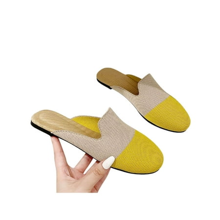 

Ritualay Women Mules Casual Clogs Summer Flats Round Toe Comfort Slides Slippers Walking Work Slip On Apricot Yellow 7