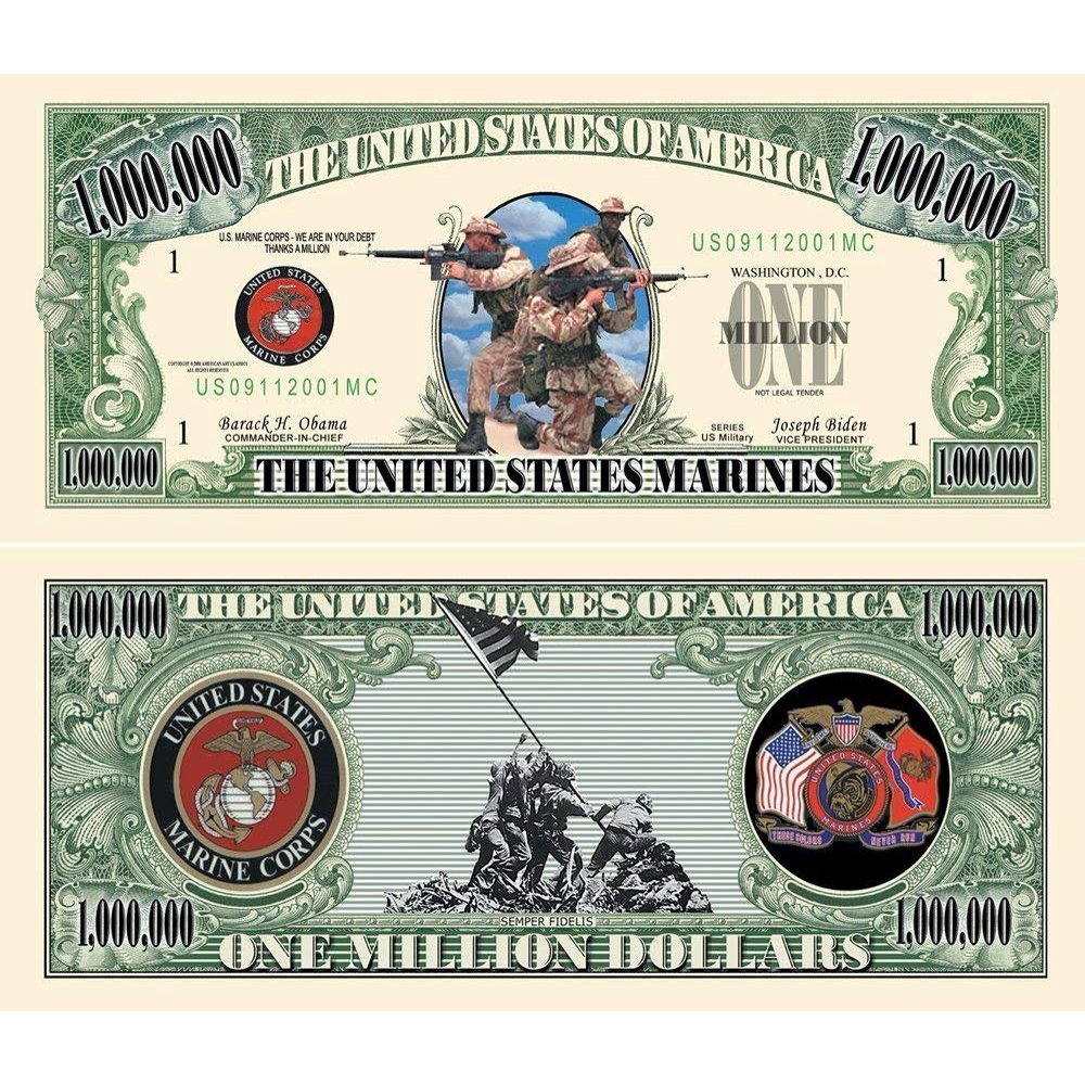 US Marines Million Dollar Bill with Bonus “Thanks a