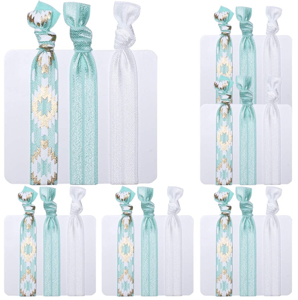 6 Pack Ponytail Holder Ribbon Hair Ties Set No Crease Elastics Ponytail