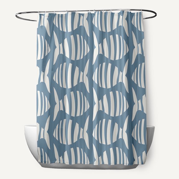 Simply Daisy Swimming School Dusty Smoke 70" w x 73" h Shower Curtain