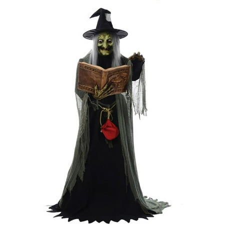 5' Animated Spell Casting Witch with Lights & Sound Halloween Decoration
