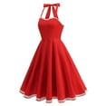 thumbnail image 2 of Youyipin Womens Summer Dresses Lace Trim Halter Swing Cocktail Vintage 1950S Sleeveless Wedding Guests Party Mini Dresses For Women 2025 Elegant Classy, 2 of 9