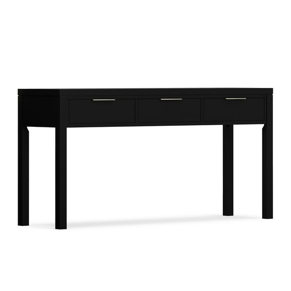 Simpli Home Hollander 60 inch Wide Solid Wood Contemporary Console Table in Black