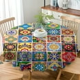thumbnail image 3 of Mexican Round Tablecloth, Folk Style Talavera Tiles Colorful Flowers Leaves Swirls Pattern Table Cloth Cover for Home Dining Kitchen Wedding Parties, Round(60x60in), 3 of 6