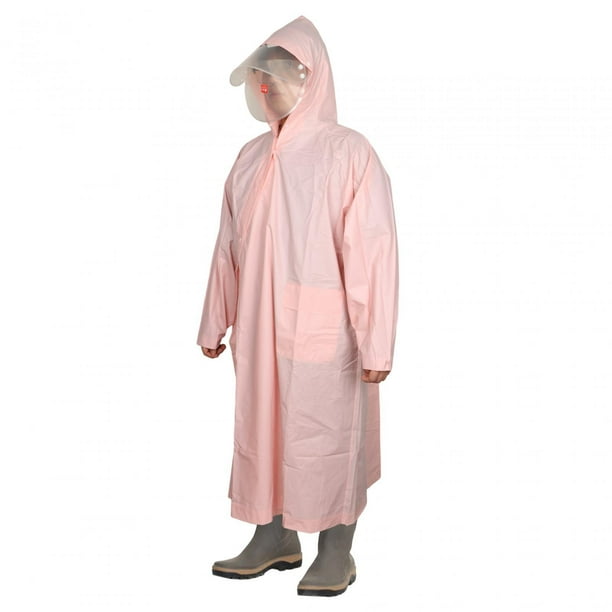 Impermeable con capucha, impermeable, capa de lluvia, manga larga, ligero, extendido Talla L Rosa