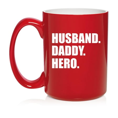 

Husband Daddy Hero Gift For Father Gift For Dad Ceramic Coffee Mug Tea Cup Gift for Him Friend Coworker Husband (15oz Red)