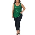 thumbnail image 2 of Agnes Orinda Women's Plus Size Metallic Tank Tops Party Glitter Camisole Sleeveless Square Neck Sparkly Tee Blouse 4X Dark Green, 2 of 6