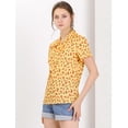 thumbnail image 4 of Blusa Para Mujer Estampado De Cereza Cuello Con Corbata De Lazo Amarillo M Allegra K, 4 of 7