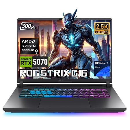 ASUS ROG G16 RTX 5070 Gaming Laptop, 16" WQXGA 300Hz, AMD Ryzen 9 9955HX, 16GB DDR5, 1TB SSD, Windows 11 Home