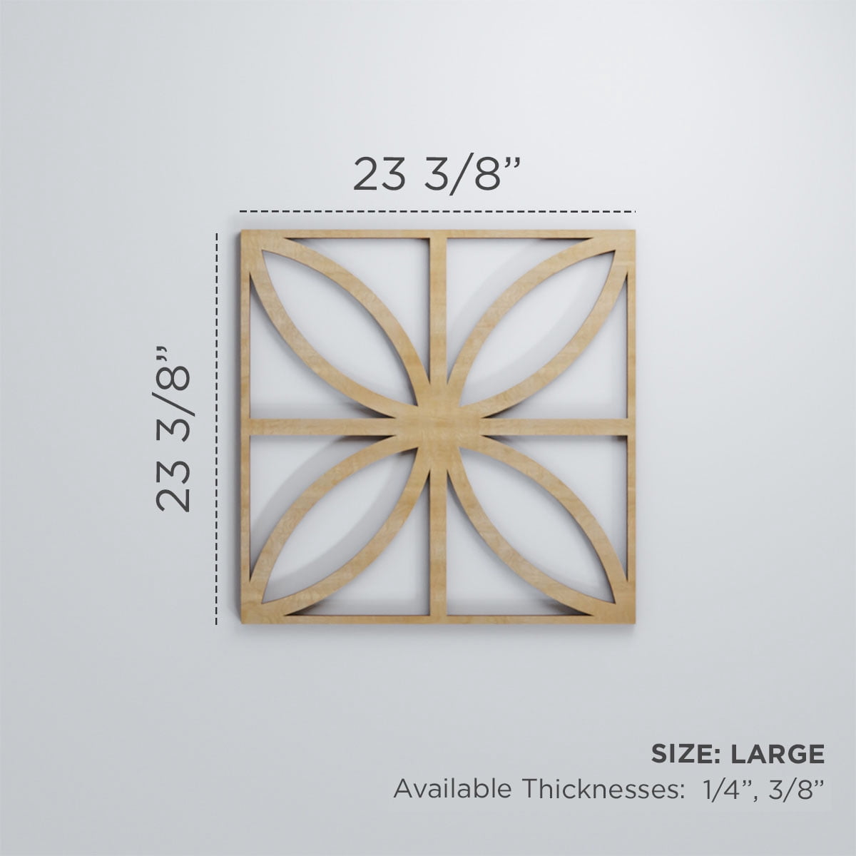 Ekena Millwork 23 3/8"W x 23 3/8"H x 1/4"T Large Swansea Decorative Fretwork Wood Wall Panels, Wood (Paint Grade)