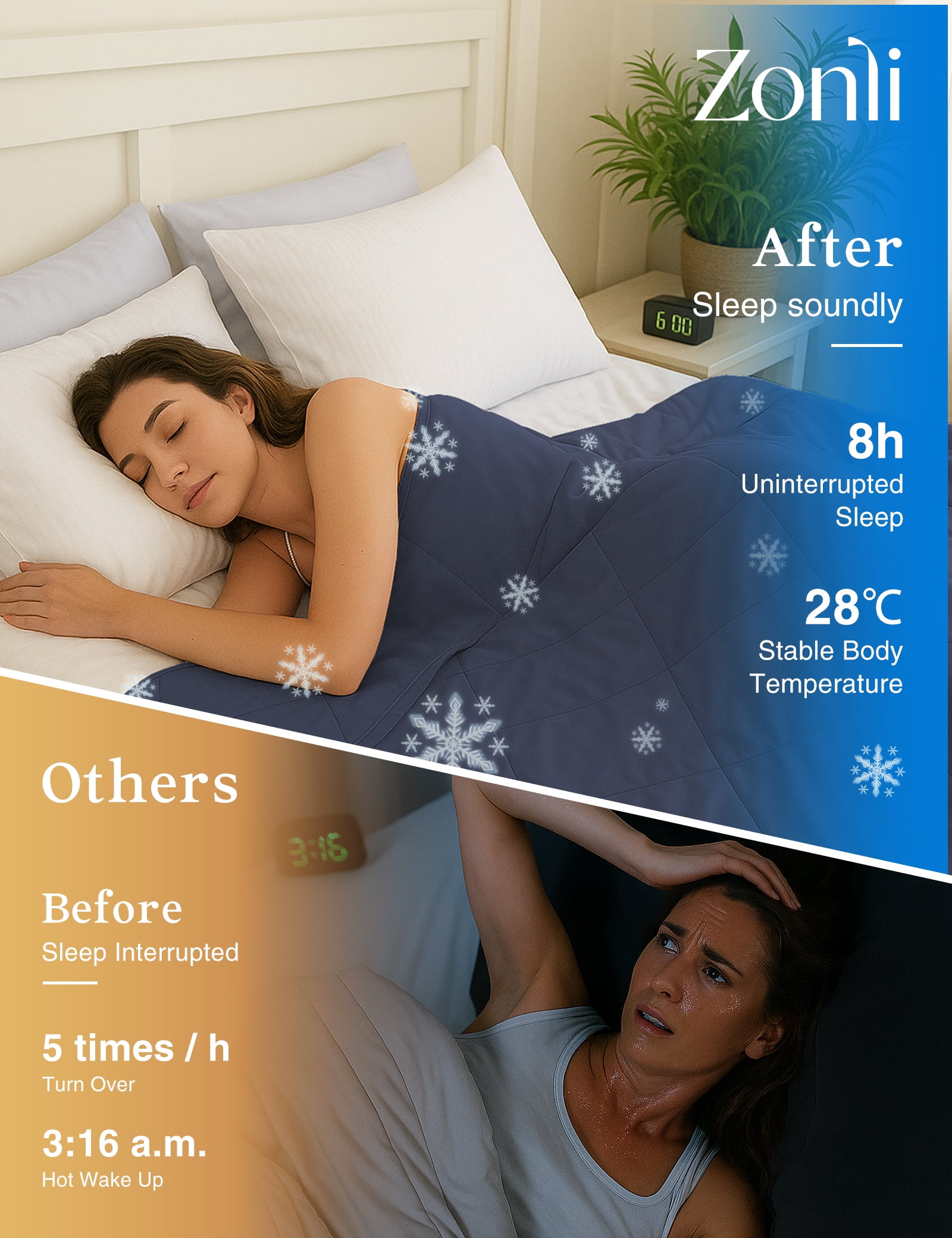 ZonLi Cooling Blanket Lightweight Breathable Cool Touch 60×80 Twin, Blue