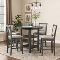 thumbnail image 2 of Isla 5 Piece Counter Height Table Set, 4 Crossback Chairs, Gray Polyester, 2 of 8