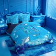 thumbnail image 2 of meiyoeat Water Themed Monogram 7 Pieces Full Size Bedding Sets For Boys,Shark Ocean Initial Art Full Size Bed in a Bag,Navy Blue Reversible, 2 of 7
