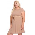thumbnail image 2 of Women's Plus Size Solid Round Neck Front Cutout Short Sleeve Flared A Line Dresses, 2 of 6