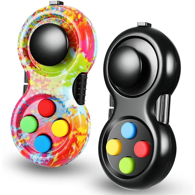 2 Piezas Fidget Pad Sensory Fidgets Controller Pad Handheld Fidget Game Pad Juguete Educativo Sensorial para TDAH ADD OCD Autismo Ansiedad Alivio del Estrés Rojo Verde