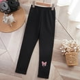 thumbnail image 4 of Trupants Girls' Black Fleece Lined Leggings - High Waisted Stretchy Kids Leggings with Pink Butterfly Graphic, Warm Winter Leggings for Girls 8-16, 1PC,Size 3-4T, 4 of 5