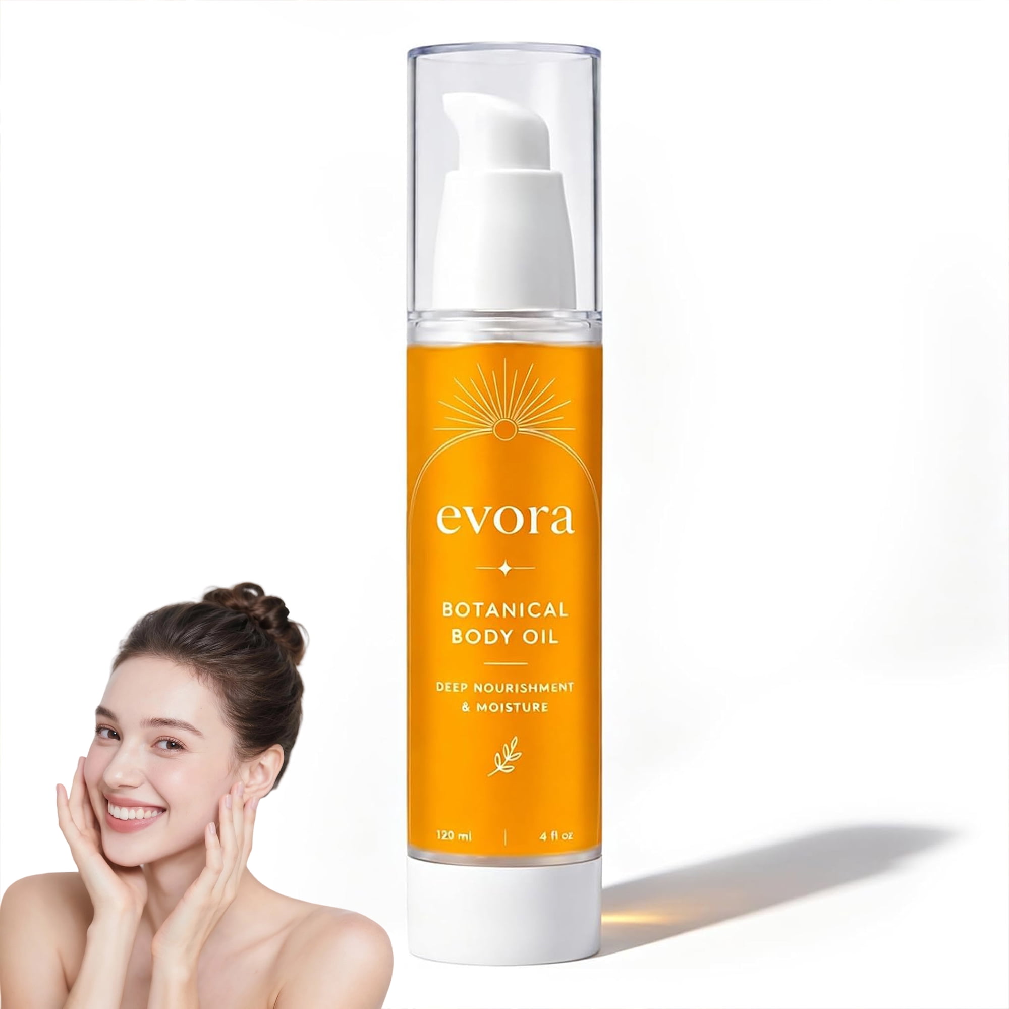 Evora Botanical Body Oil with Wakame Algae, Passionflower Seed Oil & Brazil Nut Oil, Lightweight Moisturizing Body Oil for Dry Skin, Fast Absorbing Non-Greasy Massage Oil for Smooth Soft Skin (1PC)