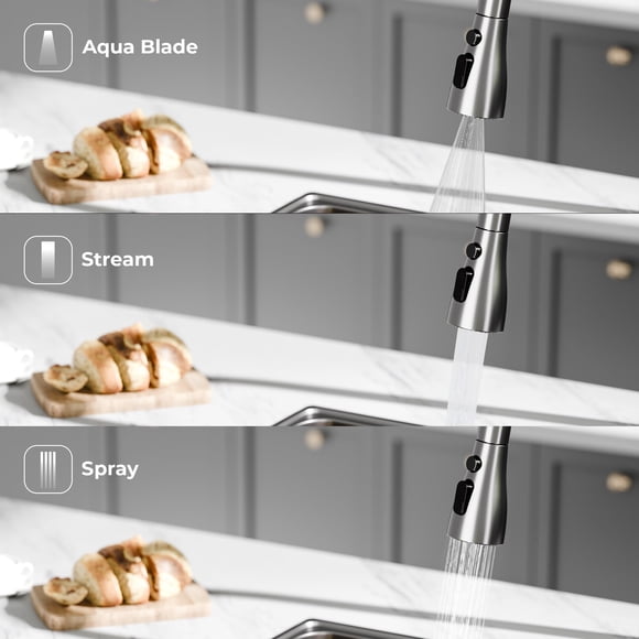 Kojooin Touchless Kitchen Faucet with Pull Down Sprayer, Motion Sensor Sink Tap in Brushed Nickel for Kitchen or Laundry