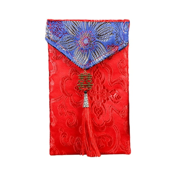 sobre rojo de año Nuevo Chino, paquete rojo de boda, bolsa de regalo de moda Hongbao, bolsillo rojo para Festival de Primavera Hong Bao para Estilo D Vertical