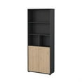 thumbnail image 3 of Tvilum Sign 6-Shelf Adjustable Home Office Bookcase with 2 Doors for Adults, Matte Grey/Jackson Hickory, 3 of 15