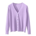 thumbnail image 4 of idosla Cardigan Open Front Button Up Sweaters for Women Long Sleeve Shrug Cheetah Print Top Cropped Jackets (Purple, L), 4 of 4