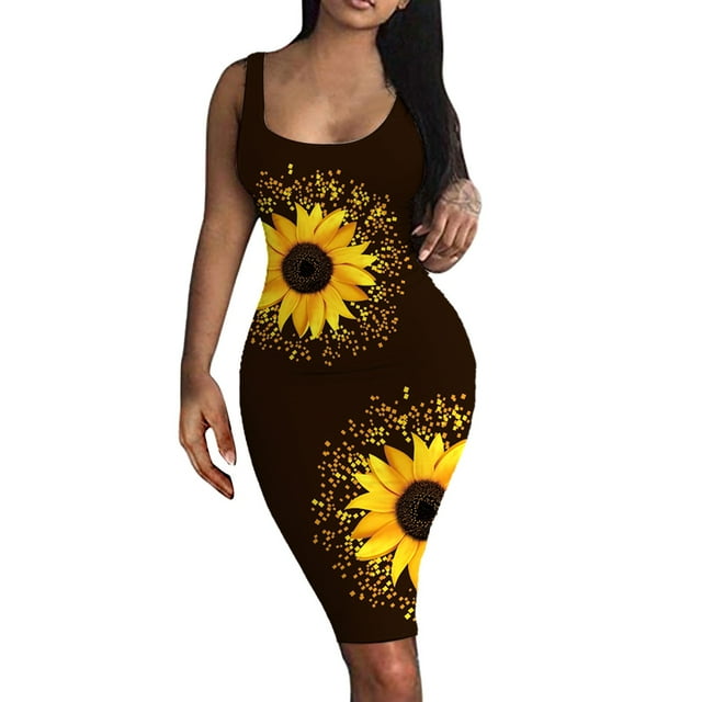 SMihono Robe Maxi Bohème d'Été pour Femmes Grande Taille Mode pour Femmes à Col Rond Sans Manches Robe Chandail Imprimée Robe de Plage Évasée