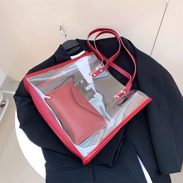 Bolsa compuestos transparentes Retro para mujer, monedero de Color puro, de hombro grandes Ndcxsfigh Para Estrenar