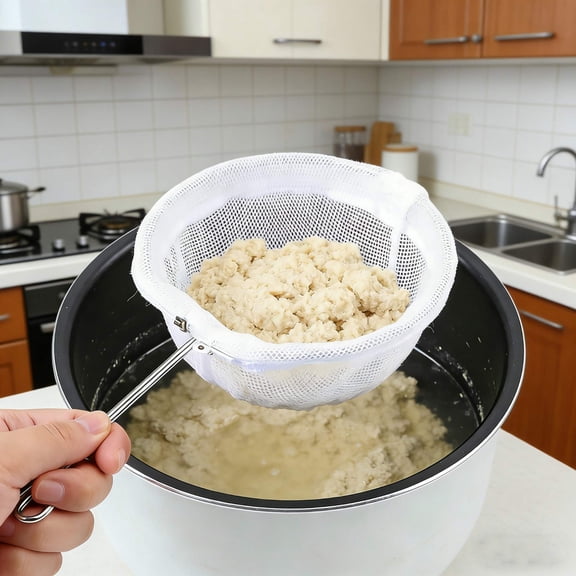 Fine Mesh Strainer Bag, Removable Filter, Stainless Steel Ring, Washable Reusable Kitchen Strainer, Tea Coffee Milk Filter, Food Preparation Tool, Household Strainer, Multi-Purpose Filter