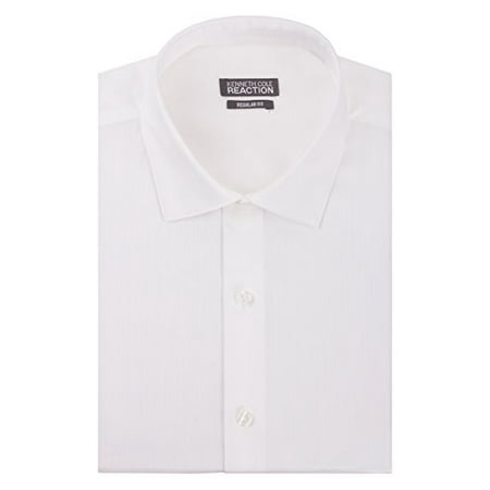 Kenneth Cole Men's Regular Fit Textured Solid Spread Collar Dress Shirt