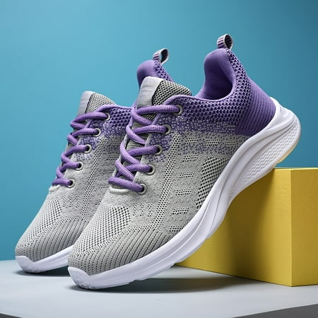 

Purple Lightweight Mesh Running Shoes Breathable Lace-Up Sneakers Women s Casual & Stylish Sports Shoes